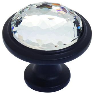 Atlas Homewares 343-BL Crystal Round Cabinet Knob in Black